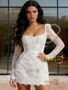 Shop 2026 ANNAKOO  Long Sleeve Short Mini Sparkle Lace Wedding Dress Under 159