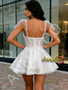 Shop 2026 ANNAKOO Straps Short Mini White Sequin Tulle Sparkle Prom Dress Under 169