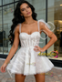 Shop 2026 ANNAKOO Straps Short Mini White Sequin Tulle Sparkle Prom Dress Under 169
