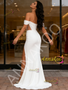 Shop 2026 ANNAKOO Off The Shoulder Sheer Trumpet Mermaid Satin Wedding Dress WIth Slit Under 199
