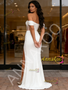 Shop 2026 ANNAKOO Off The Shoulder Sheer Trumpet Mermaid Satin Wedding Dress WIth Slit Under 199
