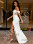 Shop 2026 ANNAKOO Off The Shoulder Sheer Trumpet Mermaid Satin Wedding Dress WIth Slit Under 199