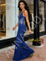 Shop 2026 ANNAKOO Beading V Neck Trumpet Mermaid Flower Royal Blue Prom Dress Under 289