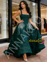 Shop 2026 ANNAKOO Dark Green High Low Flower Straps Beading Square Prom Dress Under 289