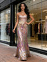Shop 2026 ANNAKOO Colorful Pink Strapless Sequin Trumpet Mermaid Floral Prom Dress Under 198