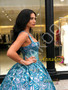 Ball Gown Square Sequin Print Green Prom Dress