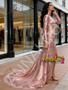 Shop 2026 ANNAKOO High Neck Rose Gold Sequin Floral Print Prom Dress With Slit Under 199