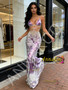 Shop 2026 ANNAKOO High Neck Two Piece Sequin Purple Floral Prom Dress Under 198