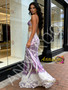 Shop 2026 ANNAKOO High Neck Two Piece Sequin Purple Floral Prom Dress Under 198