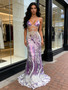 Shop 2026 ANNAKOO High Neck Two Piece Sequin Purple Floral Prom Dress Under 198