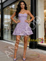 Shop 2026 ANNAKOO Purple Strapless Short Mini Beading Tulle Prom Dress Under 159