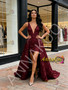 Shop 2026 ANNAKOO Burgundy V Neck Beading High Low A Line Prom Dress Under 239
