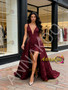Shop 2026 ANNAKOO Burgundy V Neck Beading High Low A Line Prom Dress Under 239