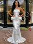 Shop 2025 ANNAKOO Silver Sequin One Shoulder Ruffles Trumpet Mermaid Prom Dress Under 169