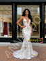 Shop 2026 ANNAKOO Spaghetti Straps V Neck Silver Floral Trumpet Mermaid Prom Dress Under 189