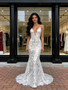Shop 2026 ANNAKOO Spaghetti Straps V Neck Silver Floral Trumpet Mermaid Prom Dress Under 189