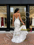 Shop 2026 ANNAKOO Spaghetti Straps V Neck Silver Floral Trumpet Mermaid Prom Dress Under 189