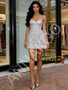 Shop 2026 ANNAKOO Sweetheart Beading Tulle Short Mini Silver Homecoming Dress Under 167