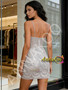 Shop 2026 ANNAKOO Short Mini Sheath Column Silver Spaghetti Straps Homecoming Dress Under 168