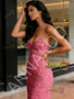 Shop 2026 ANNAKOO Hot Pink Ruffles Beading Trumpet Mermaid V Neck Prom Dress Under 239
