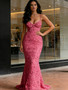 Shop 2026 ANNAKOO Hot Pink Ruffles Beading Trumpet Mermaid V Neck Prom Dress Under 239
