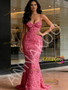 Shop 2026 ANNAKOO Hot Pink Ruffles Beading Trumpet Mermaid V Neck Prom Dress Under 239