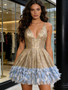 Shop 2026 ANNAKOO V Neck Sequin Short Mini A Line Feather Homecoming Dress Under 159