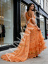 Shop 2026 ANNAKOO One Shoulder Flower A Line Tulle Sparkle Orange Prom Dress Under 289