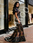 Shop 2026 ANNAKOO Black Sequin High Neck Short Sleeve Floral Mermaid Prom Dress Under 239