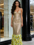 Shop 2026 ANNAKOO Spaghetti Straps Sequin Trumpet Mermaid Green Feather Prom Dress Under 239