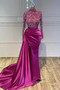 Fuchsia Sequin-Embellished High Neck Prom Dress