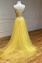 Shop 2026 ANNAKOO Spaghetti Strap Yellow Tulle A Line Tulle Prom Dress Under 149