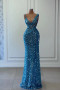 Shop 2026 ANNAKOO  Sparkling Open Back Blue Sequin Trumpet Mermaid Prom Dress Under 239