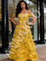 Shop 2026 ANNAKOO Off The Shoulder Feather Yellow A Line Sparkle Prom Dress Under 298