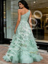 Shop 2026 ANNAKOO One Shoulder Green Feather A Line Sparkle Prom Dress Under 289