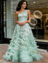 Shop 2026 ANNAKOO One Shoulder Green Feather A Line Sparkle Prom Dress Under 289