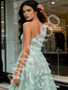 Shop 2026 ANNAKOO One Shoulder Green Feather A Line Sparkle Prom Dress Under 289