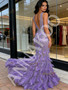 Shop 2026 ANNAKOO V  Neck Feather Purple Tulle Sequin Trumpet Mermaid Prom Dress Under 239