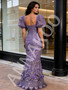 Shop 2026 ANNAKOO Purple Puffy Sleeve Square Trumpet Mermaid Lace Prom Dress Under 287