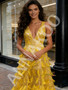 Shop 2026 ANNAKOO Yellow Feather Sequin A Line Tulle Prom Dress 269