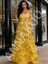 Shop 2026 ANNAKOO Yellow Feather Sequin A Line Tulle Prom Dress 269