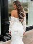 Shop 2026 ANNAKOO Trumpet White Lace Off The Shoulder Long Sleeve Prom Dress Under 269