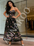 Shop 2026 ANNAKOO Spaghetti Straps Flower Black A Line Prom Dress Under 169