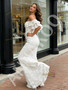 Shop 2026 ANNAKOO Off The Shoulder Trumpet Mermaid White Floral Lace Prom Dress Under 269