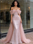 Shop 2026 ANNAKOO Off The Shoulder Pink Trumpet Mermaid Sparkle Prom Dress Under 169