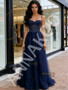 Shop 2026 ANNAKOO Navy Blue Spaghetti Straps Beading Tulle A Line Prom Dress Under 189