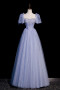 Shop 2026 ANNAKOO Tulle Puffy Sleeves A Line Sweetheart Blue Prom Dress Under 189
