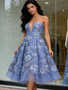 Shop 2026 ANNAKOO Sweetheart Tulle Blue A Line Flower Prom Dress Under 189