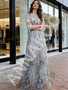 Shop 2026 ANNAKOO Long Sleeve Gray Floral Tulle A Line Prom Dress Under 169
