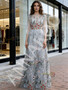Shop 2026 ANNAKOO Long Sleeve Gray Floral Tulle A Line Prom Dress Under 169